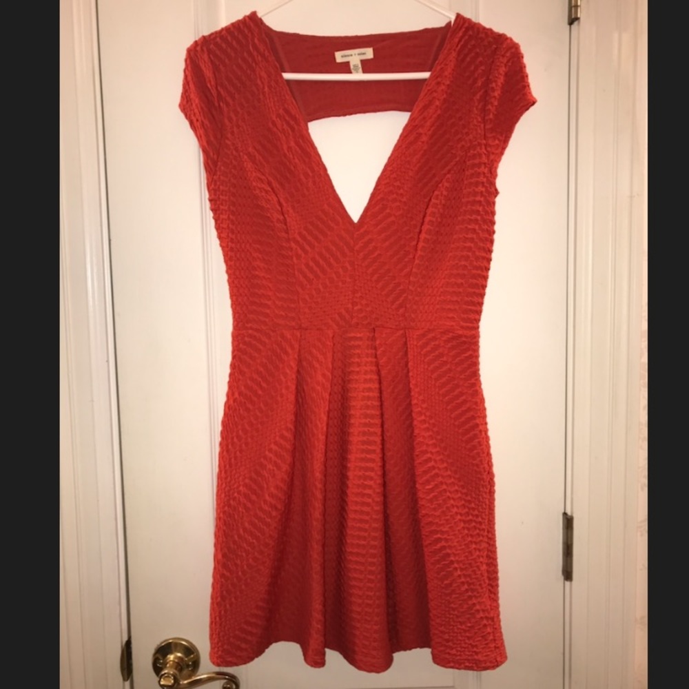 Red V Neck Dress